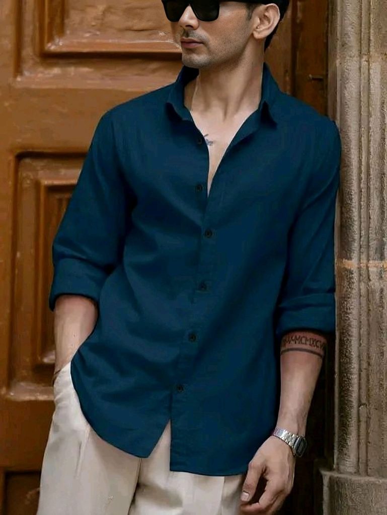 Men’s Premium Solid Cotton Blend Shirt | Full Sleeve Casual & Formal Slim Fit Shirt