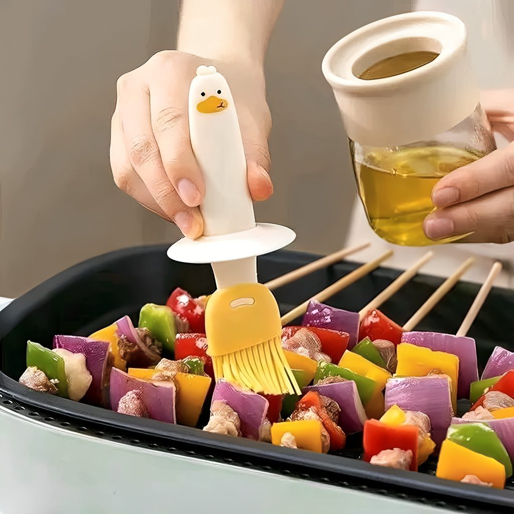 2-in-1 Oil Dispenser Bottle with Silicone Basting Brush – Pack of 2