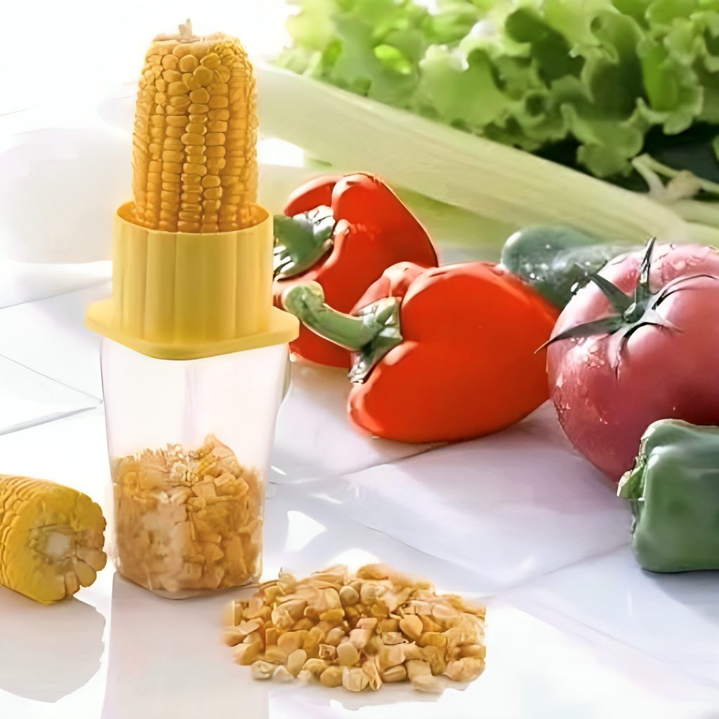 Corn Peeler & Kernel Remover with Container – Stainless Steel Blade
