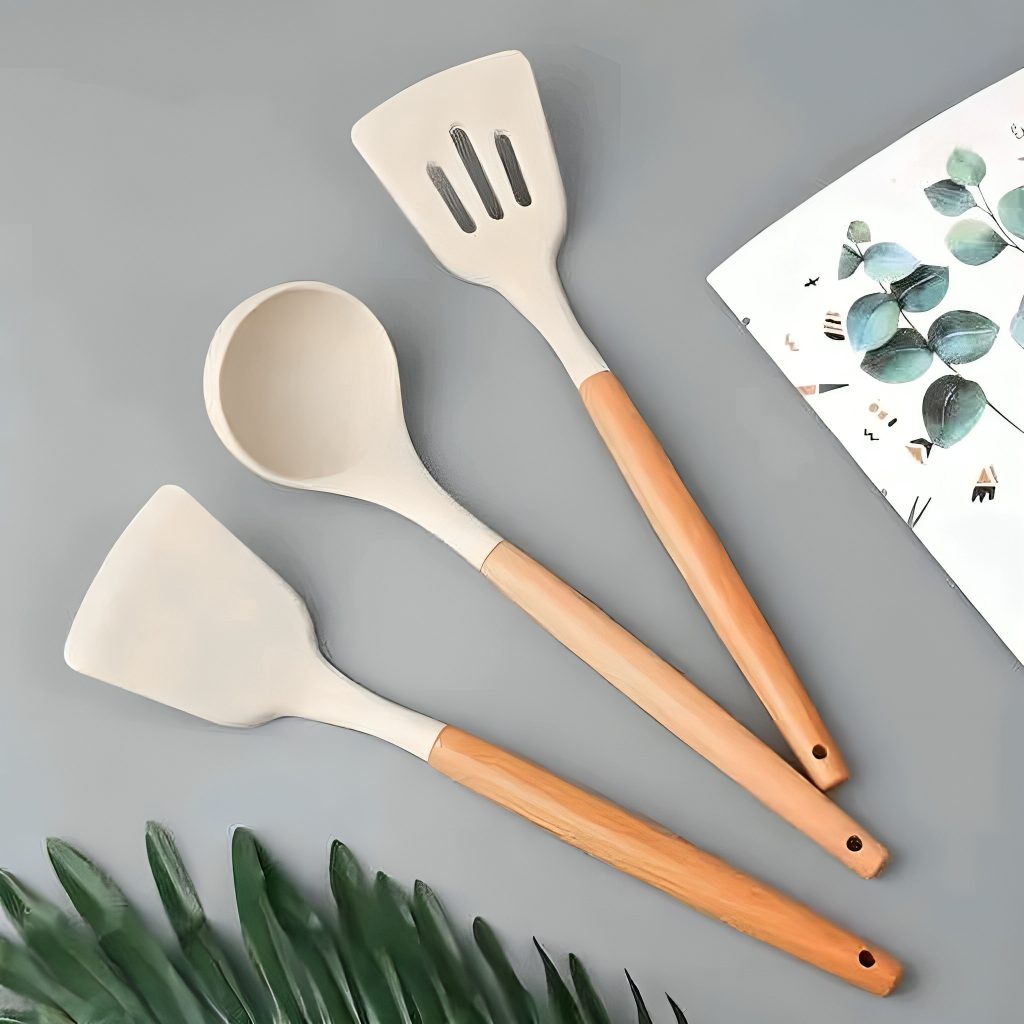 Silicone Kitchen Spatula Set for Cooking & Baking – Pack of 3
