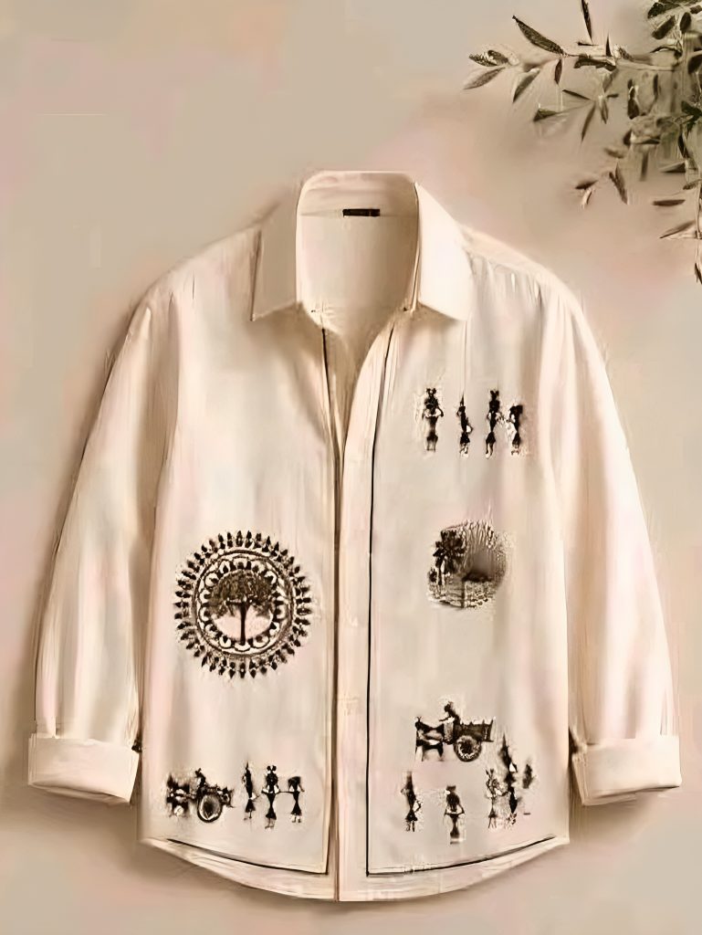 Men’s Off-White Ethnic Printed Full Sleeve Shirt | Cotton Blend Boho Casual Shirt